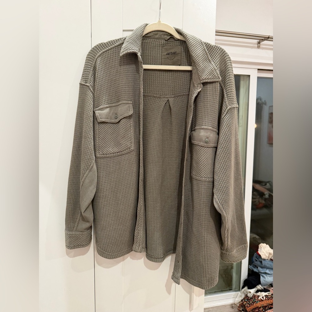 Aerie Aerie LumberJane Waffle Shirt olive green small